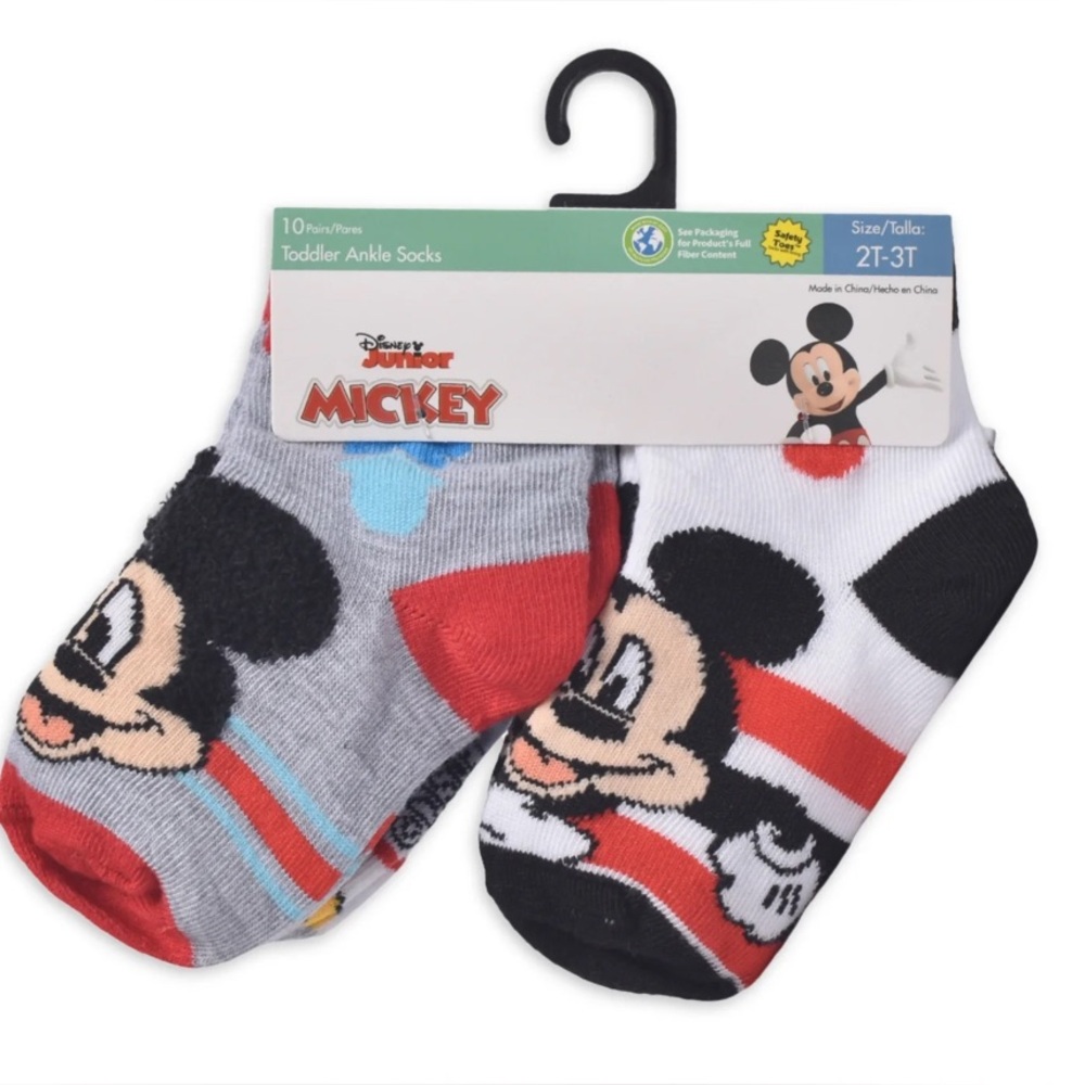 Mickey Toddler Ankle Socks, 10-Pack, NEW